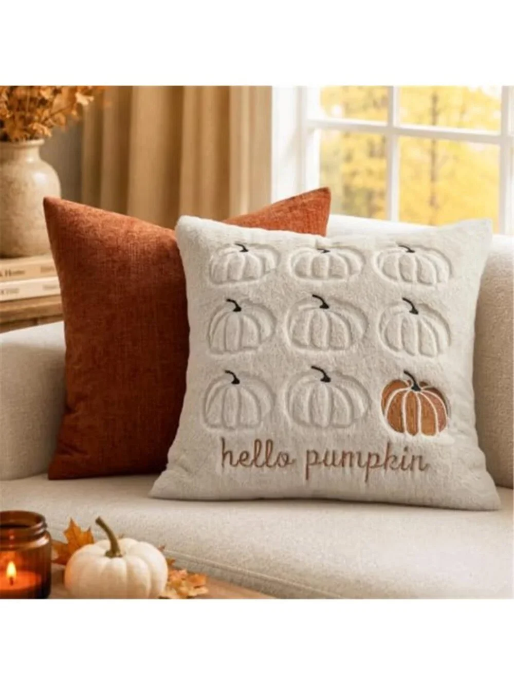 Fall Pumpkin Pillow Covers 18x18 Beige Fall Decor